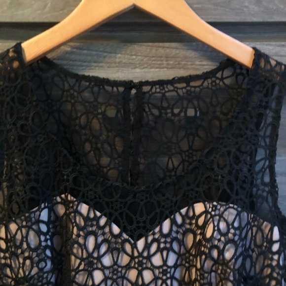 Ann Taylor Embroidered Lace Overlay Dress Black - Picture 5 of 5